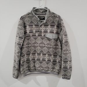 Southern Grit Mens Fleece Sweater‎ Size Small Aztec Snap Gray Outdoor